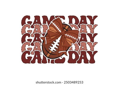 Game Day Fall Football, Coquette Bow EPS T-shirt Design