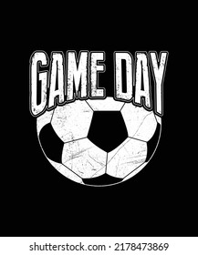 Game Day Football Play Ball Distressed Grunge Texture T-shirts, Sports Champion Vector Design Template