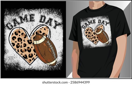 Game Day Football Shirt, American Football Game Day Design, Vintage American Football Player Shirt, Sports Player Vector.