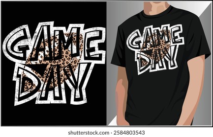 Game day football t-shirt design, Leopard print football vector, American Football shirt design, Game day jersey.