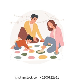 Game day isolated cartoon vector illustration. Happy family laughing and playing twister game, having fun together, public holiday time, festive days, positive spirit vector cartoon.
