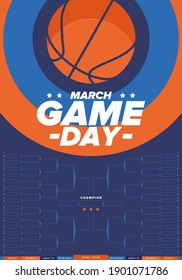 Game Day. Playoff Grid, Tournament Bracket. March Basketball Playoff. Super Sport Party In United States. Final Games Of Season Tournament. Professional Team Championship. Ball For Basketball. Vector