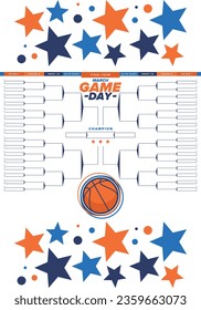 Game Day. Playoff grid, tournament bracket. March basketball playoff. Super sport party in United States. Final games of season tournament. Professional team championship. Ball for basketball. Vector