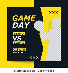 Game day social media post and banner template design vector 