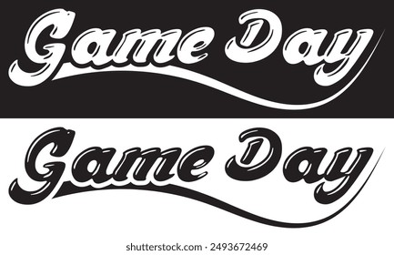 Game Day, Sport, Gameday, Cut Files, Silhouette, Cricut.  isolated on white and black background. EPS 10 