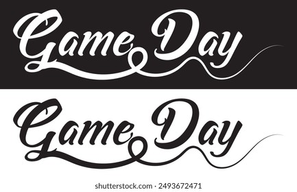 Game Day, Sport, Gameday, Cut Files, Silhouette, Cricut.  isolated on white and black background. EPS 10 