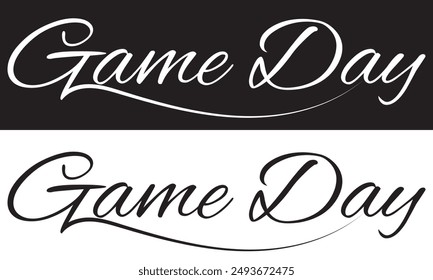 Game Day, Sport, Gameday, Cut Files, Silhouette, Cricut.  isolated on white and black background. EPS 10 