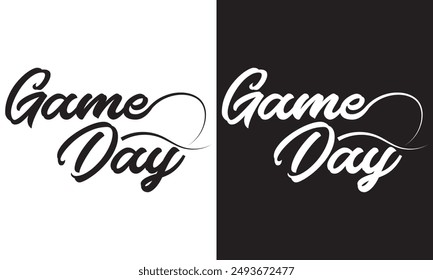 Game Day, Sport, Gameday, Cut Files, Silhouette, Cricut.  isolated on white and black background. EPS 10 