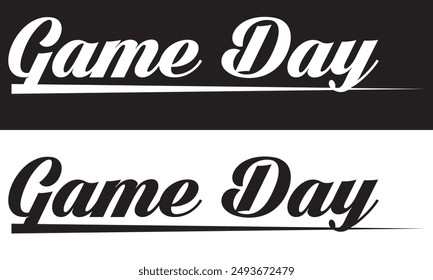 Game Day, Sport, Gameday, Cut Files, Silhouette, Cricut.  isolated on white and black background. EPS 10 