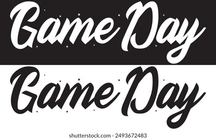 Game Day, Sport, Gameday, Cut Files, Silhouette, Cricut.  isolated on white and black background. EPS 10 