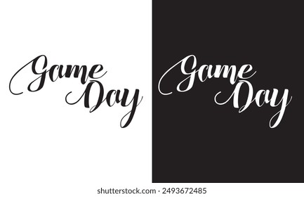 Game Day, Sport, Gameday, Cut Files, Silhouette, Cricut.  isolated on white and black background. EPS 10 