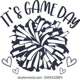 It's Game Day Vector, Cheerleader, Pom Poms Cut Files