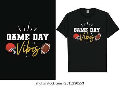 Game day vibes American football rugby playing typography tshirt design