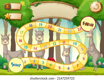 Game design with alpaca in background illustration