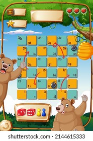 Game design with bears in forest design illustration