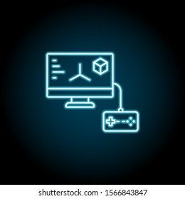 Game, design, computer, game controller blue neon icon. Simple thin line, outline vector of esport icons for ui and ux, website or mobile application