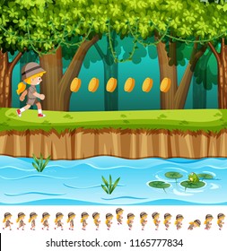 Game design girl in jungle illustration