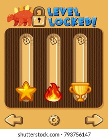 Game design for level locked with dinosaur illustration