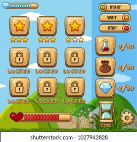 Game design with mountains in background illustration