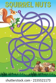 Game design with squirrel in garden background illustration