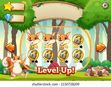 Game design with squirrels in forest background illustration