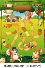 Game design with squirrels in garden illustration