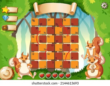 Game design squirrels in park background illustration