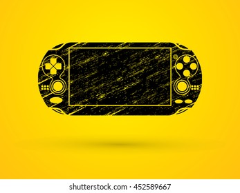Game designed using black grunge brush graphic vector.