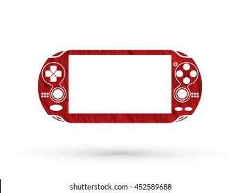 Game designed using red grunge brush graphic vector.