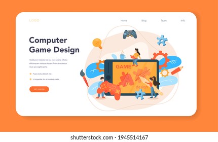 Banner web o página de inicio del diseñador de juegos. Proceso creativo