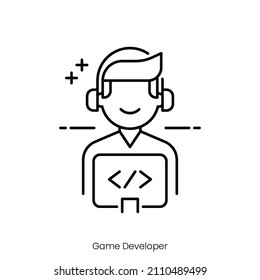 game developer icon. Outline style icon design isolated on white background