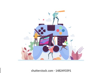 Game Developer Vector Illustration Concept Showing game developer creative industry concept, Suitable for landing page, ui, web, App intro card, editorial, flyer, and banner.