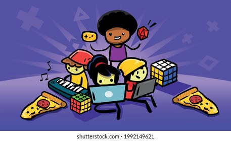 Game Developers Team. Artist, Programmer, Game Designer And Musician