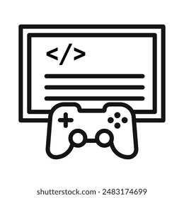Game developing icon Black line art vector