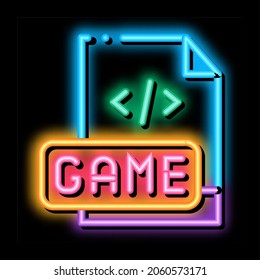 Game Development Coding Neon Light Sign Vector. Glowing Bright Icon Game Development Coding Sign. Transparent Symbol Illustration