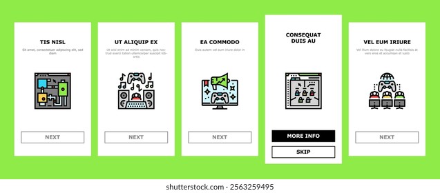 game development computer onboarding mobile vector technology screen, software play, application pc people, young app developer, office game development computer illustrations