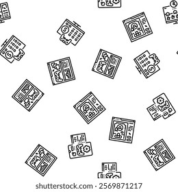 game development computer vector seamless pattern thin line illustration