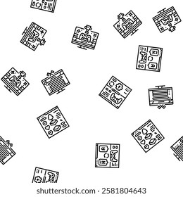 game development computer vector seamless pattern thin line illustration