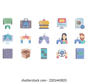 Game development and gaming entertainment icon set