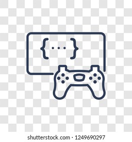 Game development icon. Trendy linear Game development logo concept on transparent background from Programming collection