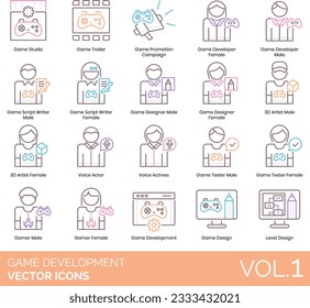 Game Development Icons including 3D Artist Male, Action Game, Adventure, Automation, Battle Royale, Black Friday Sale, Bug Fixes, Bug Tracking, Christmas Sale, Computer, Console