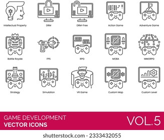 Game Development Icons including 3D Artist Male, Action Game, Adventure, Automation, Battle Royale, Black Friday Sale, Bug Fixes, Bug Tracking, Christmas Sale, Computer, Console