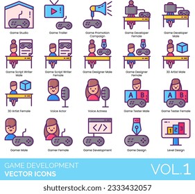 Game Development Icons including 3D Artist Male, Action Game, Adventure, Automation, Battle Royale, Black Friday Sale, Bug Fixes, Bug Tracking, Christmas Sale, Computer, Console