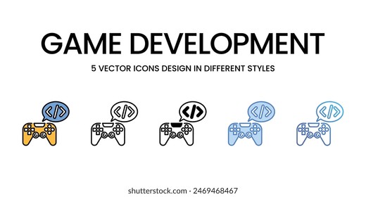 Game Development icons vector set stock illustration.