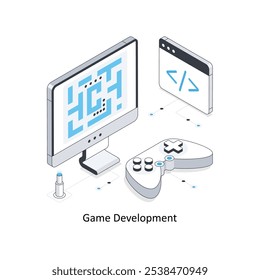 Desenvolvimento de jogo ilustração de stock isométrica Eps 10 Arquivo