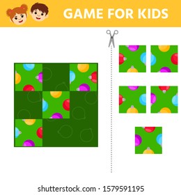 Game for the development of logical thinking of children. Christmas ball. Sudoku. Kids activity page for book. Vector illustration