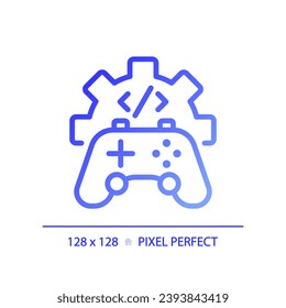 Icono de vector lineal de gradiente perfecto para el desarrollo del píxel de juego. Integración de las ciencias básicas en la industria. Los estudiantes mejoran la enseñanza. Símbolo de color de línea delgada. Pictograma de estilo moderno. Dibujo de contorno aislado del vector