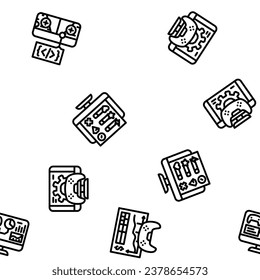 game development software vector seamless pattern thin line illustration