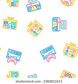 game development software vector seamless pattern thin line illustration