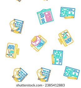 game development software vector seamless pattern thin line illustration